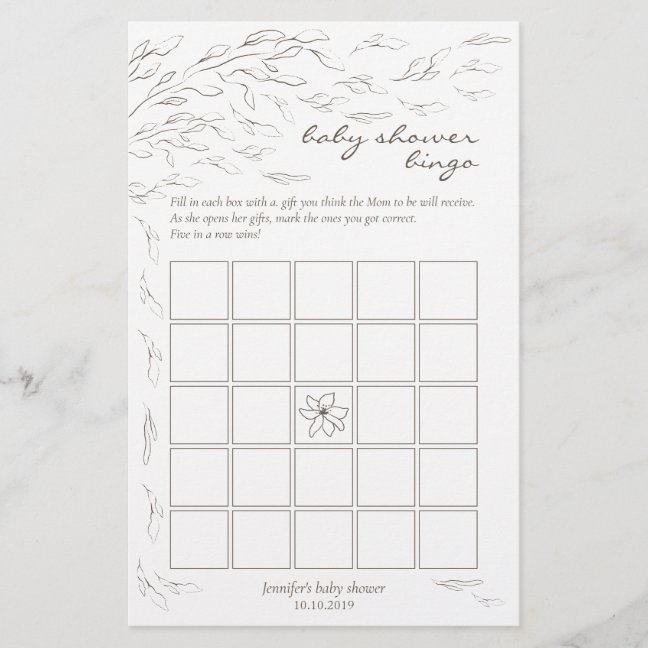 Simple Baby Shower Bingo Game Idea