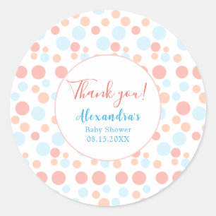 Simple Baby Shower Colorful Dots Personalized Classic Round Sticker
