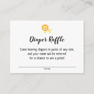 Simple Baby Shower Diaper Raffle Tickets w/ Lion Enclosure Card