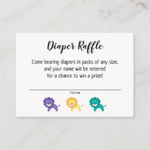 Simple Baby Shower Diaper Raffle Tickets w/ Lions Enclosure Card