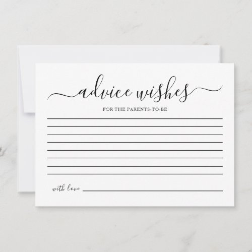 Simple Baby Shower Game Advice and Wishes Card