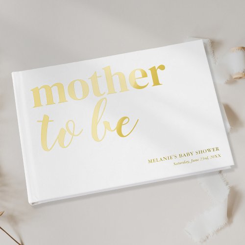 Simple Baby Shower Gold Foil Foil Guest Book