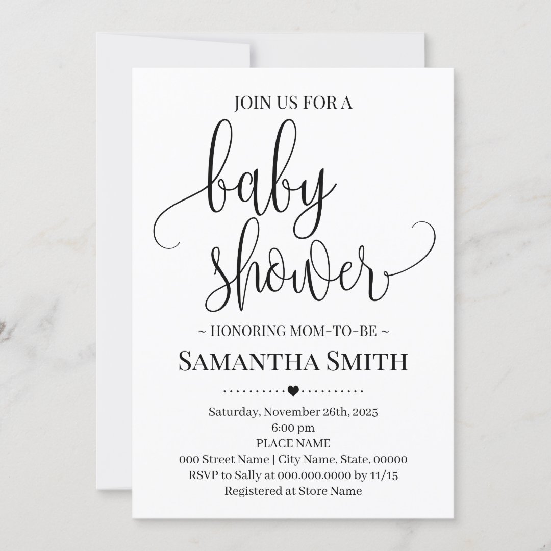 Simple Baby Shower Modern Minimalist mom to be Invitation | Zazzle