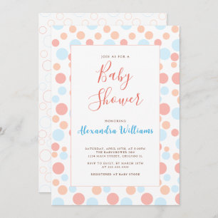 Simple Baby Shower Personalized Colorful Dots Invitation