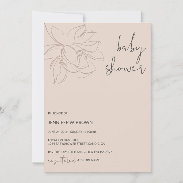Simple Baby Shower Script Invitation (Front)