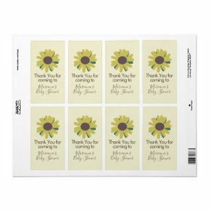 Simple Baby Shower Sunflowers Greenery Label