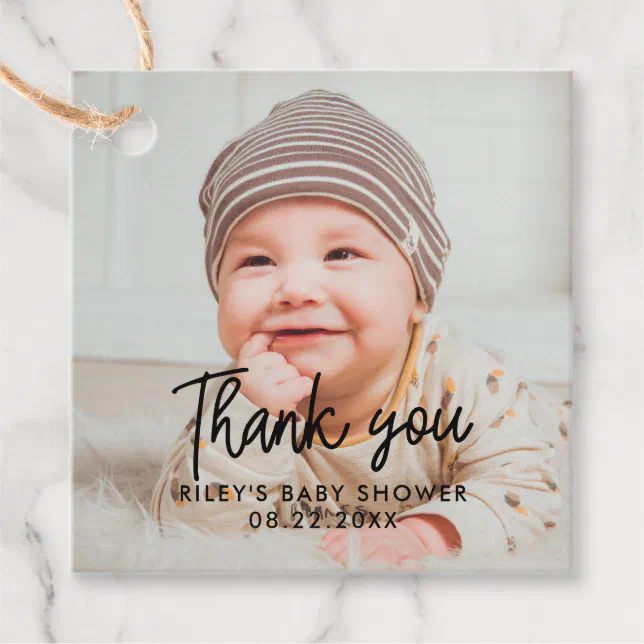 Simple baby shower thank you favor tags Zazzle