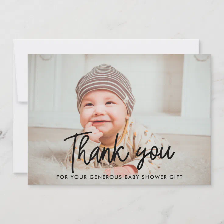 Simple Baby shower thank you photo card Zazzle