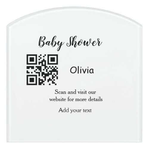 Simple baby shower website barcode QR add name det Door Sign