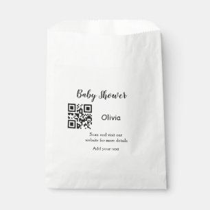 Simple baby shower website barcode QR add name det Favor Bag
