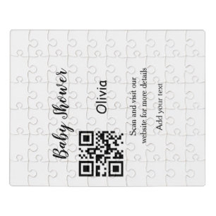 Simple baby shower website barcode QR add name det Jigsaw Puzzle