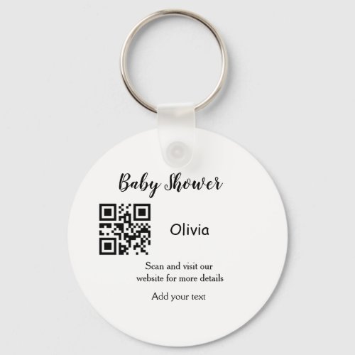 Simple baby shower website barcode QR add name det Keychain