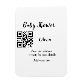 Simple baby shower website barcode QR add name det Magnet