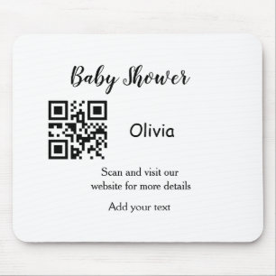 Simple baby shower website barcode QR add name det Mouse Pad