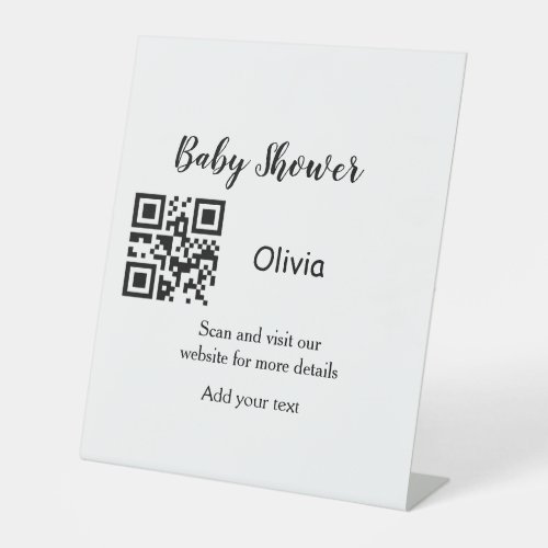Simple baby shower website barcode QR add name det Pedestal Sign