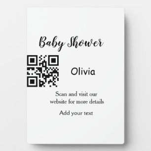 Simple baby shower website barcode QR add name det Plaque