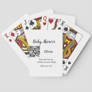 Simple baby shower website barcode QR add name det Poker Cards
