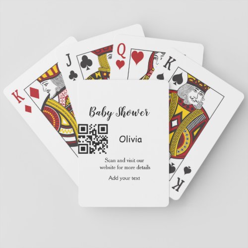 Simple baby shower website barcode QR add name det Poker Cards
