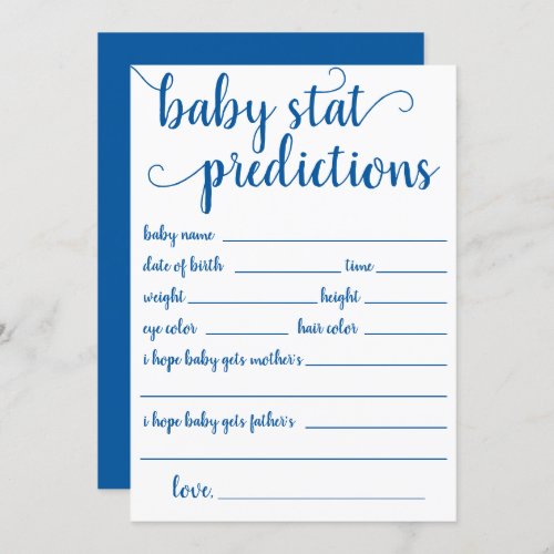 Simple Baby Stat Prediction  Blue Keepsake Card