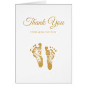 Simple Baby Thank You Elegant Gold Footprints (Front)