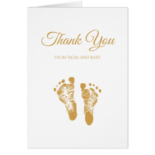 Simple Baby Thank You Elegant Gold Footprints (Front)