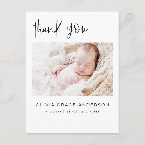 Simple Baby Thank You Elegant Photo Collage Announ Announcement Postcard