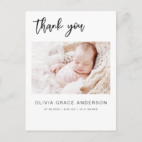 Simple Baby Thank You Elegant Photo Collage Announcement Postcard