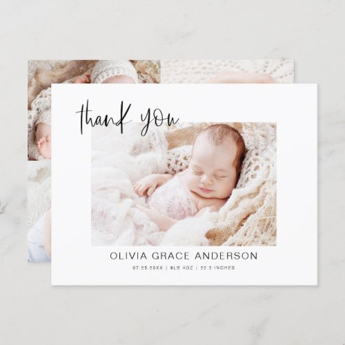 Simple Baby Thank You Photo Collage Postcard