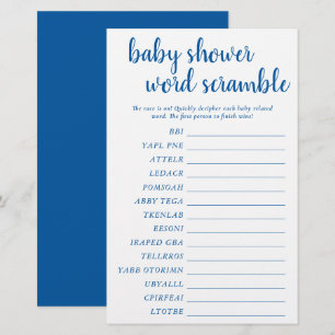 Simple Baby Word Scramble Classic Blue Game Card