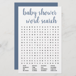Simple Baby Word Search Dusty Blue Game Card