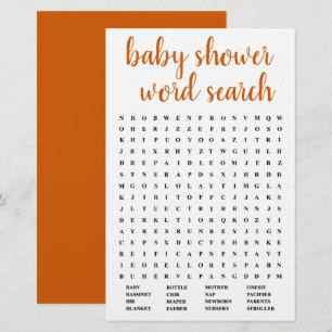 Simple Baby Word Search Fall Orange Game Card
