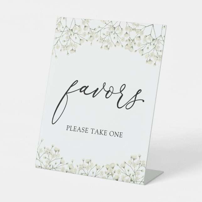 Simple Baby's Breath Favors Sign (Front)