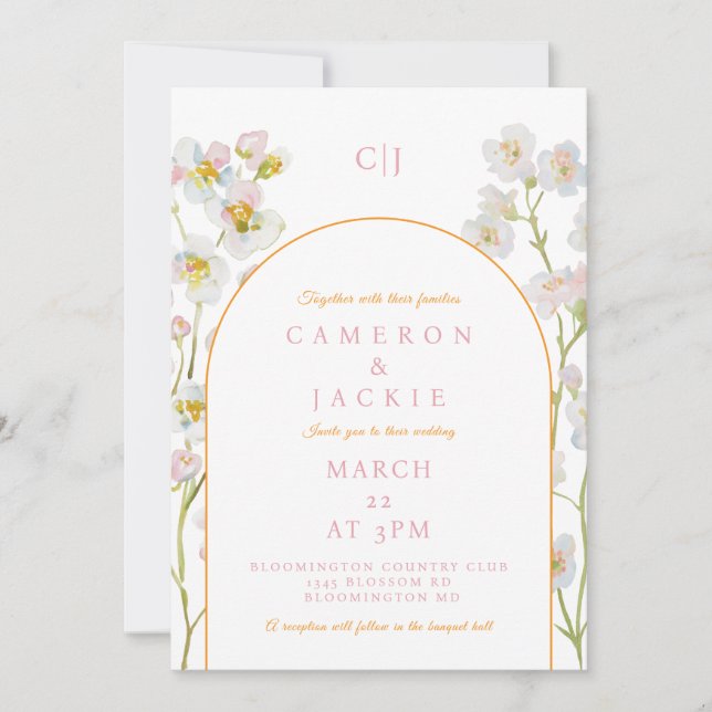 Simple Babys Breath Wedding Invitation (Front)