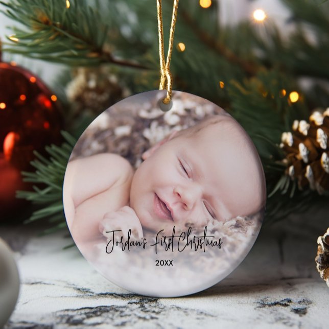 Simple Baby's First Christmas Ceramic Ornament (Creator Uploaded)