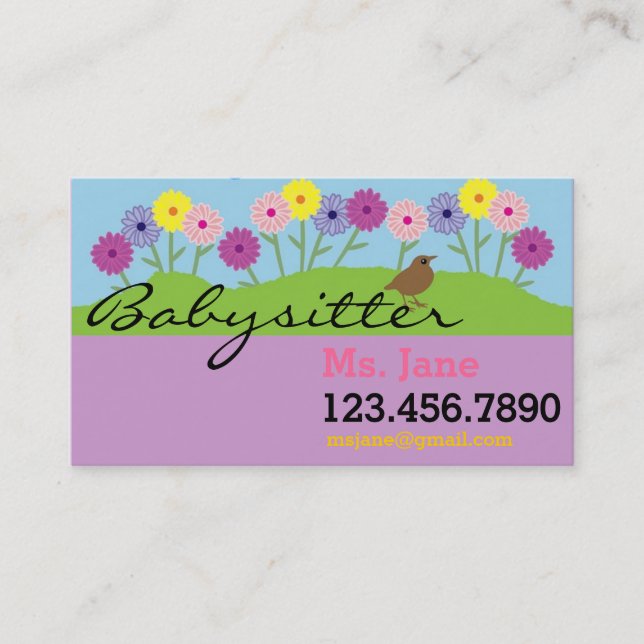 Simple BabySitter Nanny Business Card (Front)