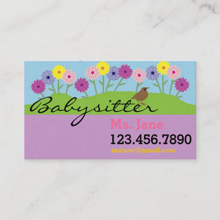 Simple BabySitter Nanny Business Card | Zazzle