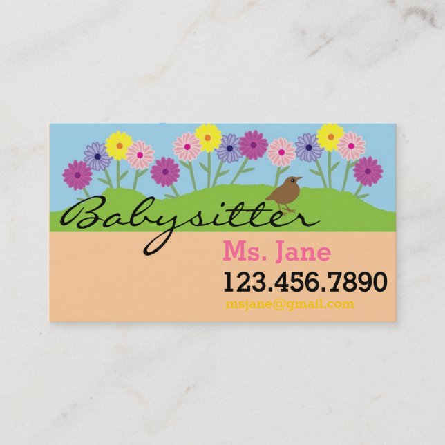 Simple BabySitter Nanny Business Card (Front)