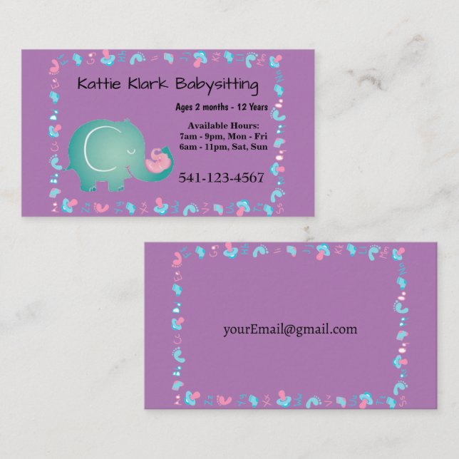 Simple Babysitting Business Cards (Front/Back)
