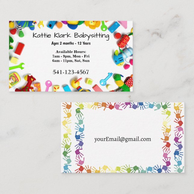 Simple Babysitting Business Cards (Front/Back)