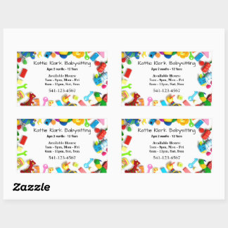 Simple Babysitting Business Cards Rectangular Sticker