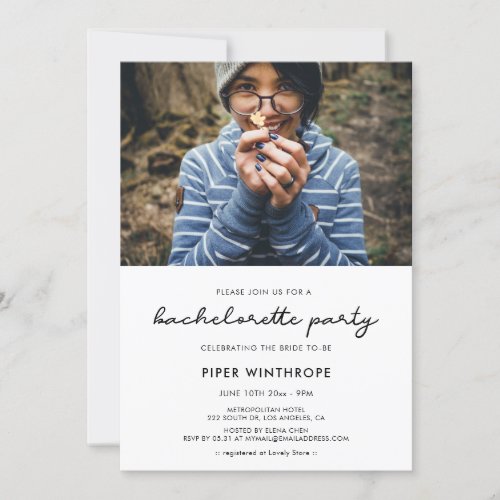 Simple Bachelorette Party photo Invitation
