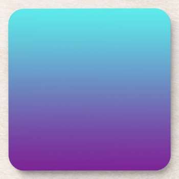 Simple Background Gradient Turquoise Blue Purple Beverage Coaster by MHDesignStudio at Zazzle