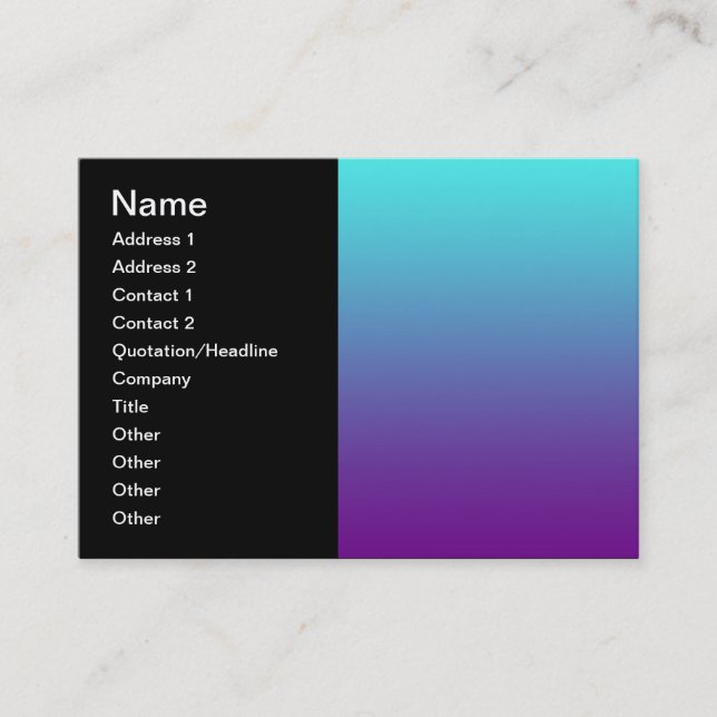 Simple Background Gradient Turquoise Blue Purple Business Card (Front)