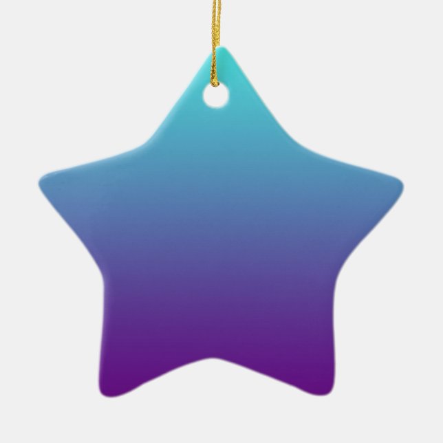 Simple Background Gradient Turquoise Blue Purple Ceramic Ornament (Front)