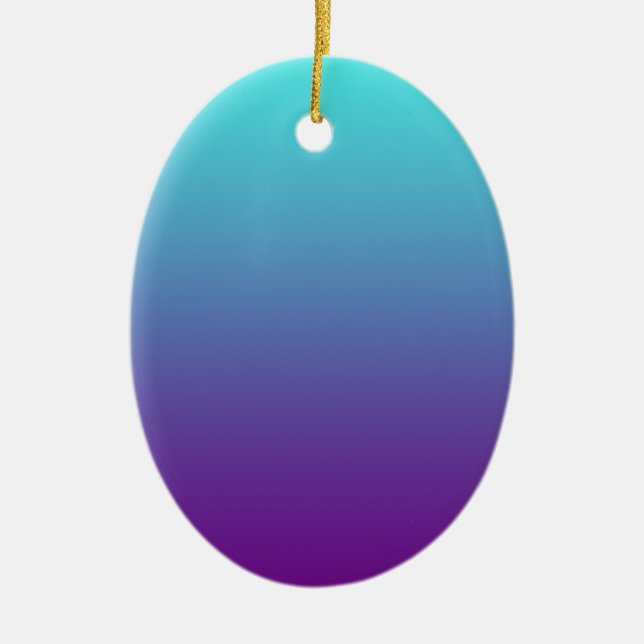 Simple Background Gradient Turquoise Blue Purple Ceramic Ornament (Front)