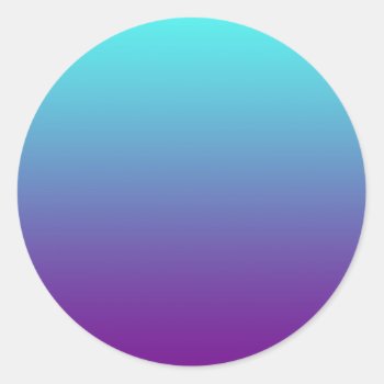 Simple Background Gradient Turquoise Blue Purple Classic Round Sticker by MHDesignStudio at Zazzle