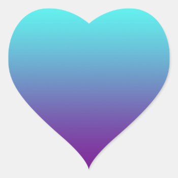 Simple Background Gradient Turquoise Blue Purple Heart Sticker by MHDesignStudio at Zazzle
