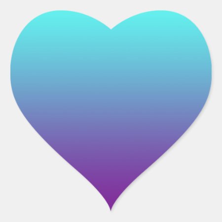 Simple Background Gradient Turquoise Blue Purple Heart Sticker