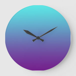 Simple Background Gradient Turquoise Blue Purple Large Clock