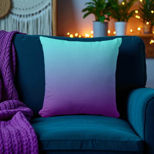 Simple Background Gradient Turquoise Blue Purple Throw Pillow